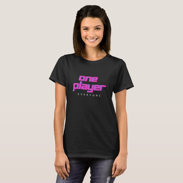 T-shirt rose et bleu One Player (Devant entier)