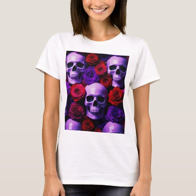 T-shirt Rose et crâne (Devant)