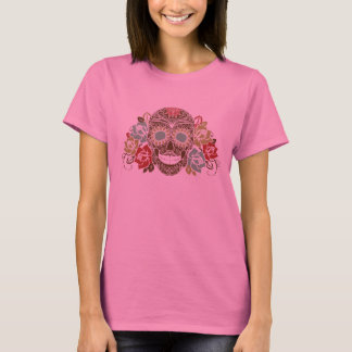 T-shirt Rose et crâne à sucre