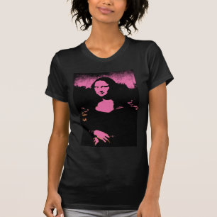 T-shirt Rose et noir graphiques de Mona Lisa de pièce en 