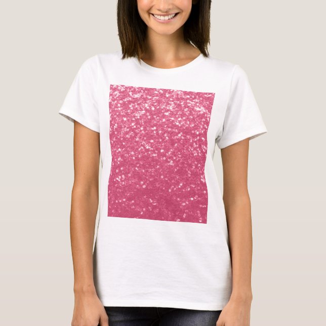 T-shirt Rose faux éclats scintillants rose clair (Devant)