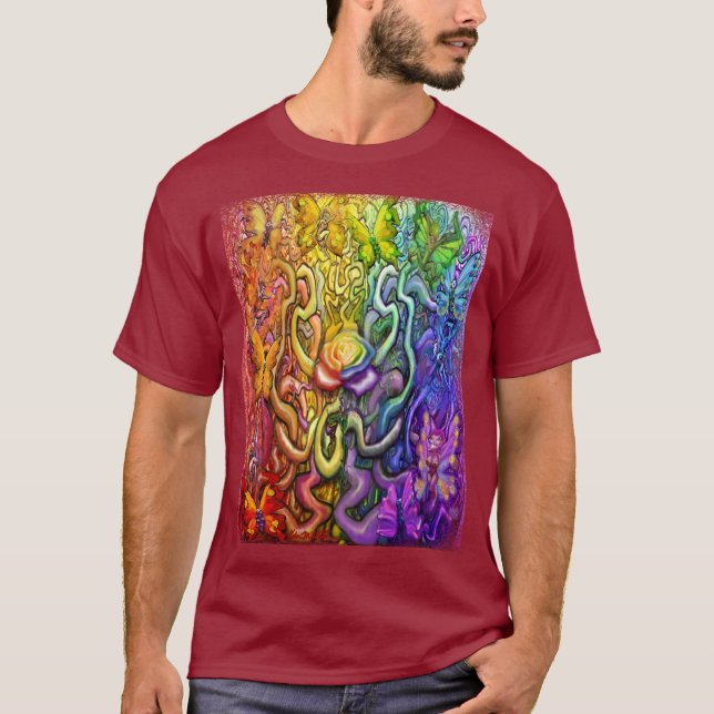 T-shirt Rose Féeries arc-en-ciel (Devant)