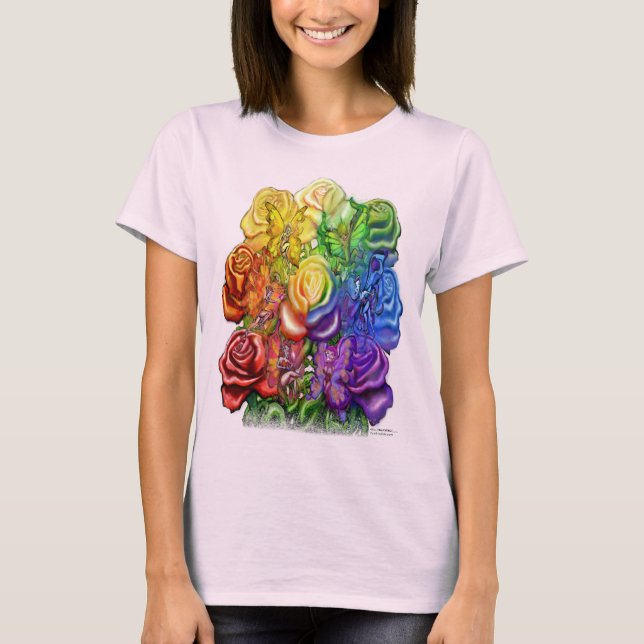 T-shirt Rose Féeries arc-en-ciel (Devant)