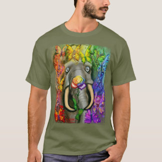 T-shirt Rose Féeries arc-en-ciel