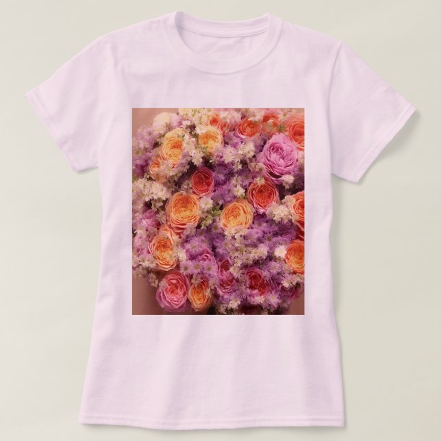 T-shirt rose femme Bouquet de fleurs (Design devant)