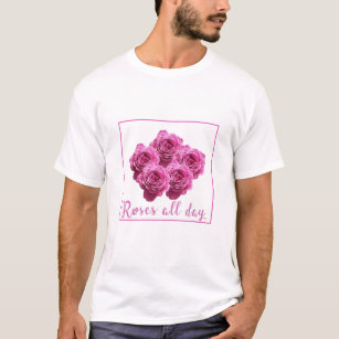 T-shirt rose fleuri rose pourpre