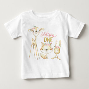 T-shirt rose Floral Woodland Premier anniversaire
