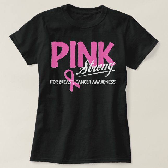 T-shirt Rose fort pour la sensibilisation au cancer du sei (Design devant)