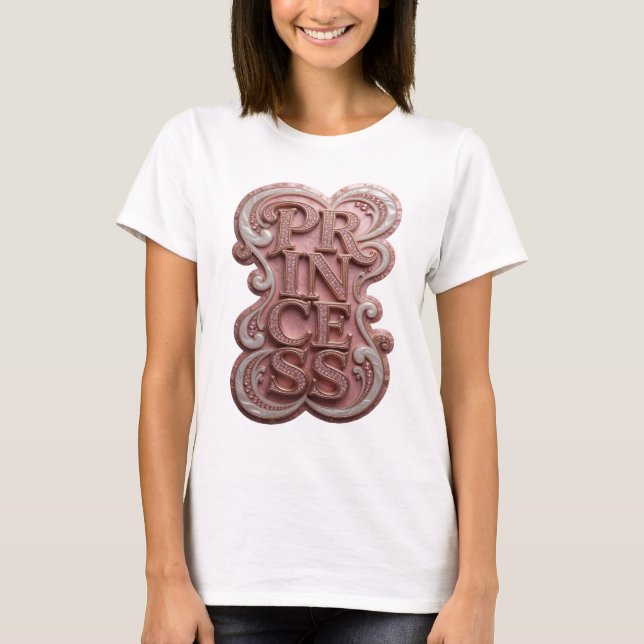 T-shirt Rose frappant PRINCESSE Design gras (Devant)