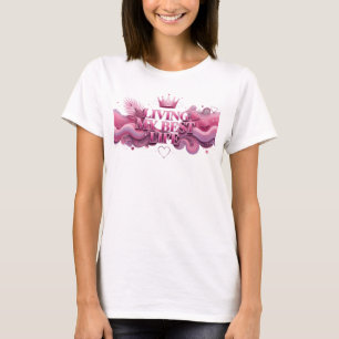 T-shirt Rose frappant TEE GRAPHIC « JE VIS MA VIE À FOND »