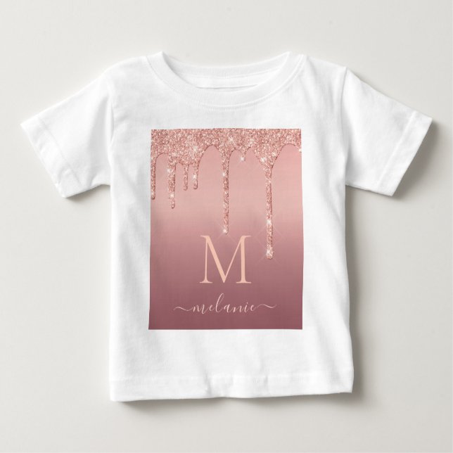 T-shirt rose Gold Baby avec nom de lettre personna (Devant)