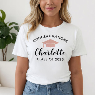 T-shirt Rose Gold Félicitations Diplômé Nom 2026