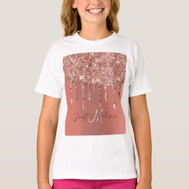 T-shirt Rose Gold Glitter Drips (Devant)