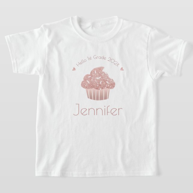 T-shirt Rose Gold Parties scintillant Cupcake Hello Custom (Poser)