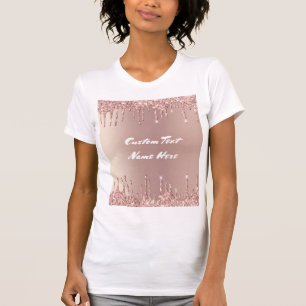 T-shirt Rose Gold Parties scintillant Texte personnalisé T