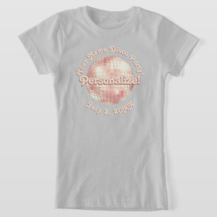 T-shirt rose Gold Retro Disco Ball PERSONNALISÉ