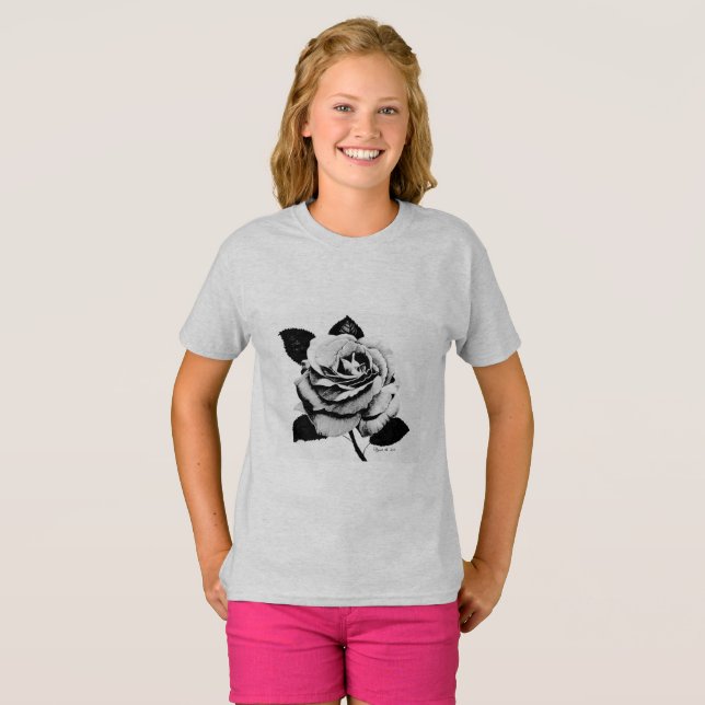 T-shirt rose gravé pour enfants (Devant entier)