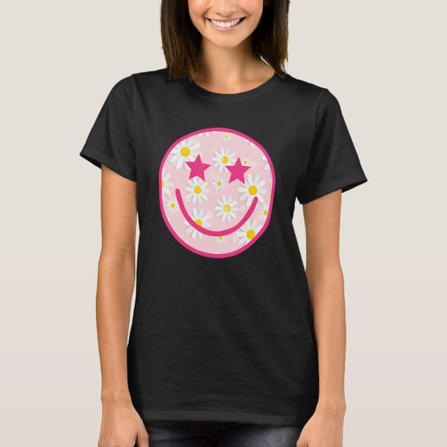 T-shirt Rose Happy Face Fleur Fleur tendance (Devant)