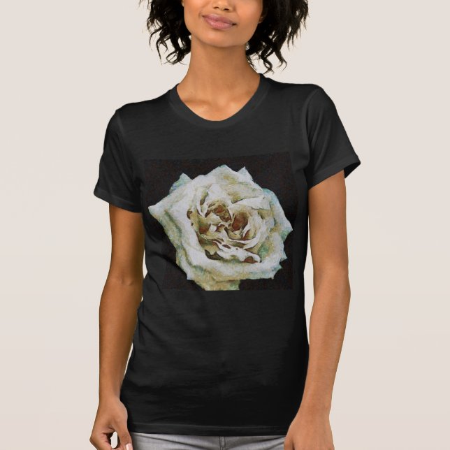 T-shirt Rose impressionniste isolé sur noir (Devant)
