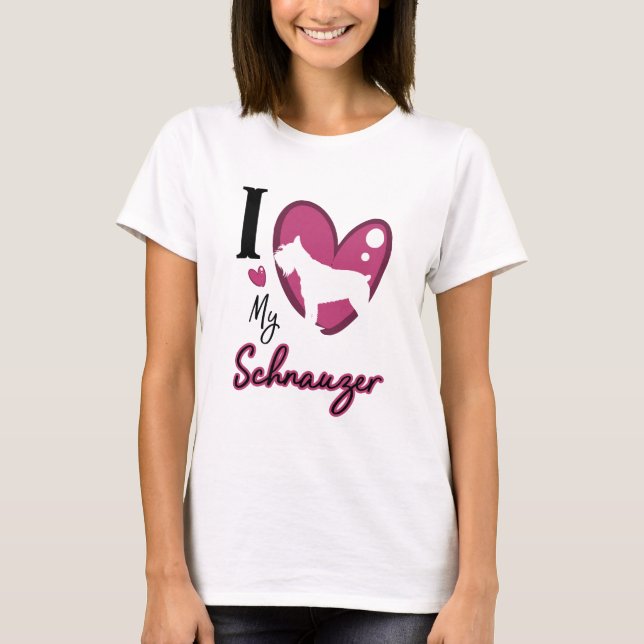 T-shirt Rose J'aime mon schnauzer (Devant)