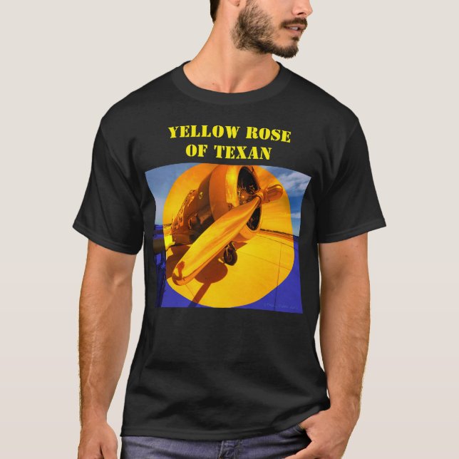 T-shirt Rose jaune du Texan (nord-américain T-6 texan) (Devant)