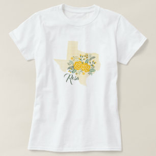 T-shirt Rose jaune du Texas - En vichy Etat avec Rose