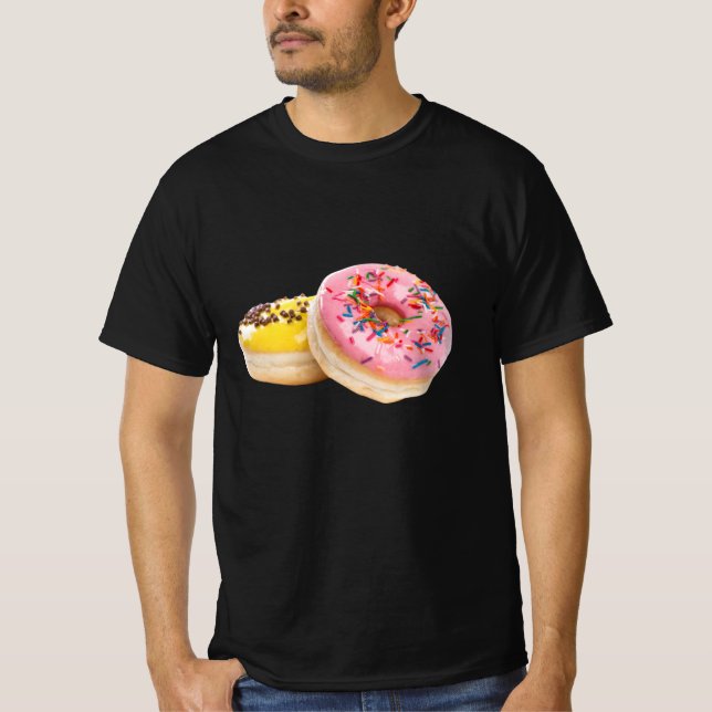 T-shirt Rose jaune mou - Pile de donut rose (Devant)
