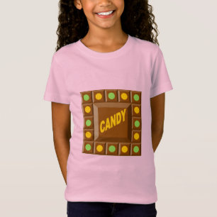 T-shirt rose jersey fin filles CHOCOLAT BONBONS