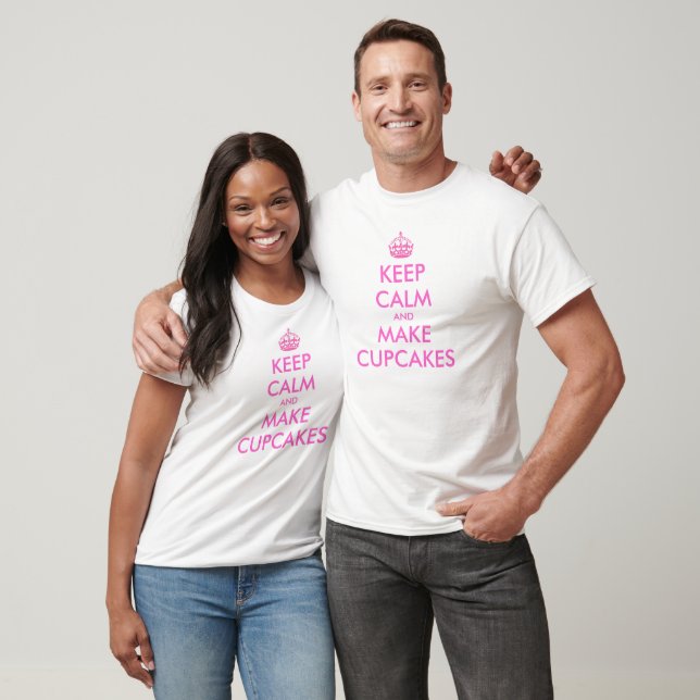 T-shirt rose Keep Calm | Keep calm fais des cupcak (Unisexe)