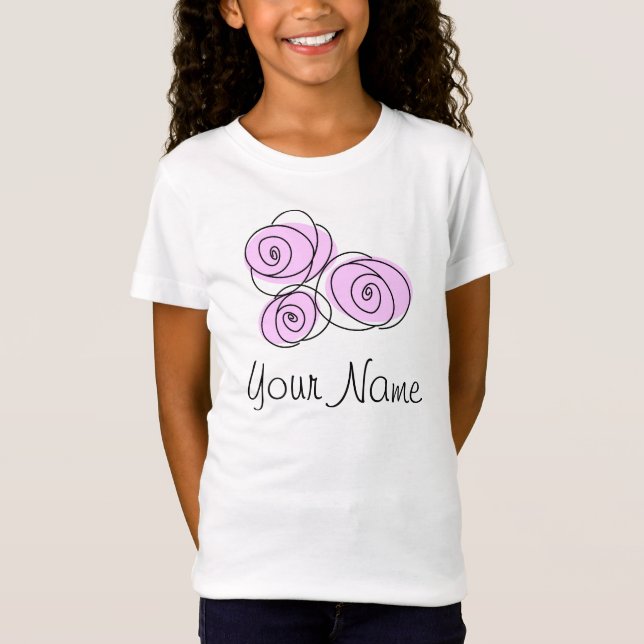 T-shirt rose Lilac Bouquet 'Nom' filles (Devant)