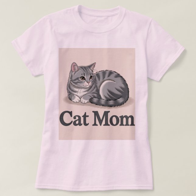 T-shirt rose maman chat (Design devant)