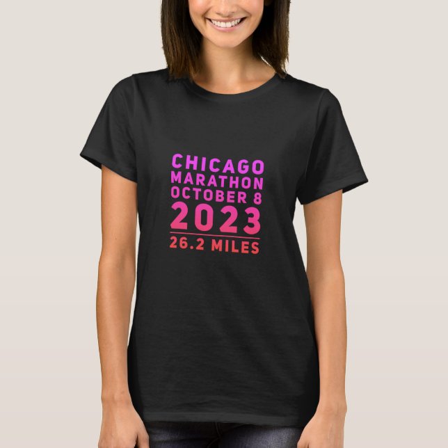 T-shirt rose marathon 2023 à Chicago (Devant)