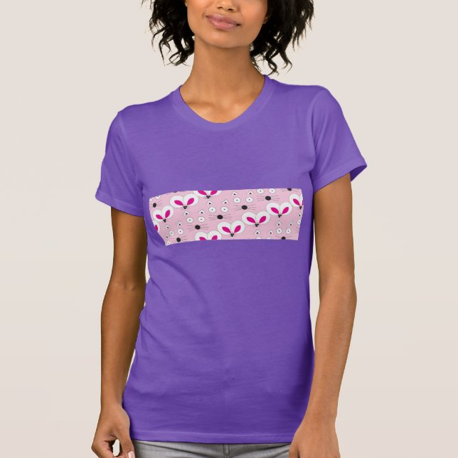 T-shirt rose Motif de souris de chat (Devant)
