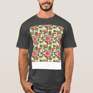T-shirt Rose Motif Sans Faille Joli Boule Floral