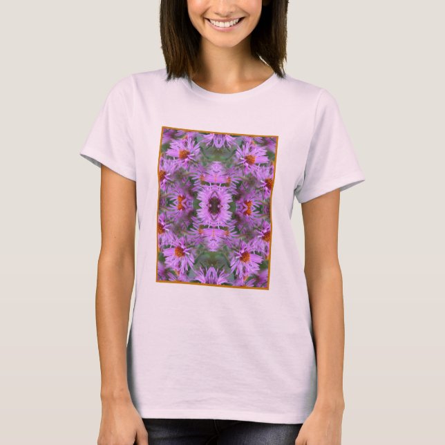 T-shirt Rose Nouvelle-Angleterre Aster Flowers Abstrait (Devant)