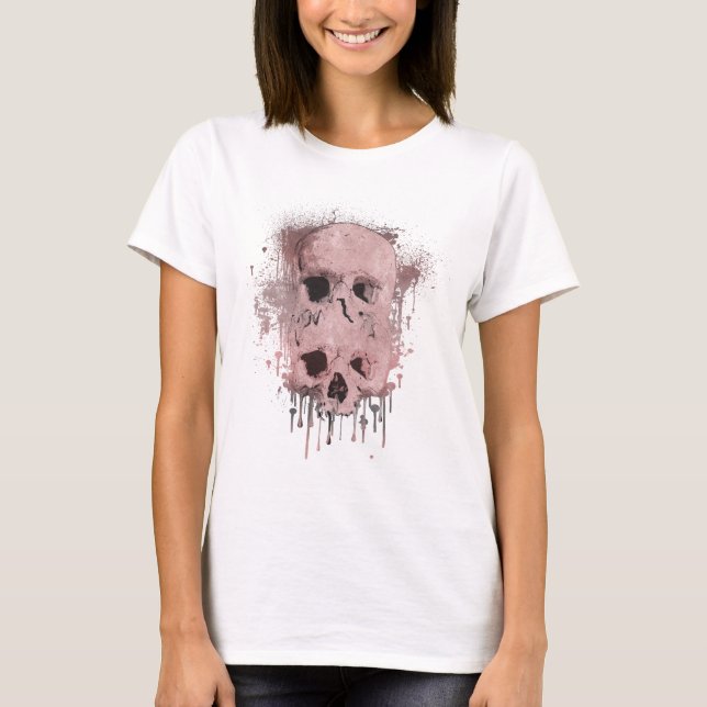 T-shirt Rose or rose crâne goutte d'encre éclaboussure gra (Devant)