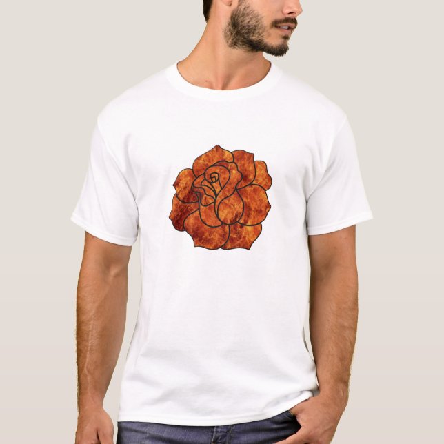 T-shirt Rose Orange Fire (Devant)