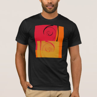T-shirt rose, orange, jaune, noir art déco rétro