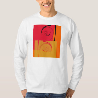 T-shirt rose, orange, jaune, noir art déco rétro