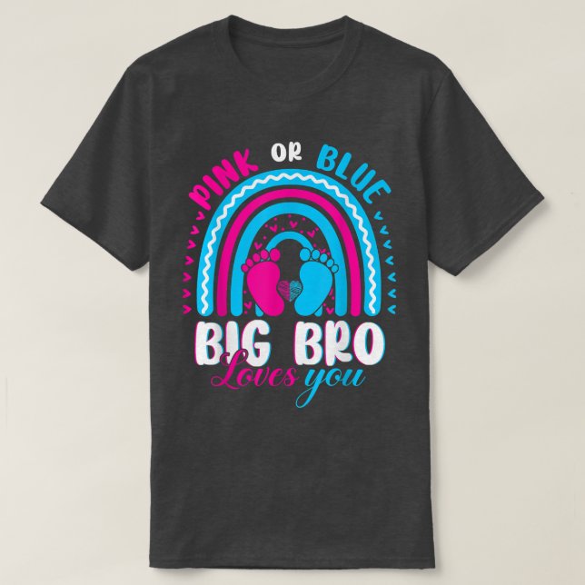 T-shirt Rose ou Bleu Big Brother vous aime Genre Révéler P (Design devant)