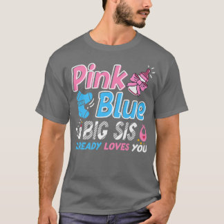 T-shirt Rose Ou Bleu Big Sis Aime Votre Bébé Genre Révéler