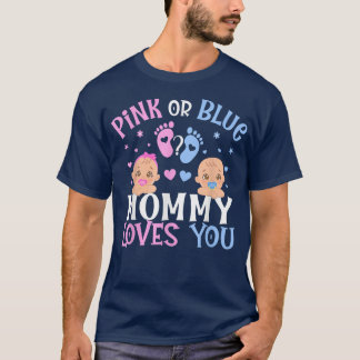 T-shirt Rose Ou Bleu Genre Révéler Maman Vous Aime