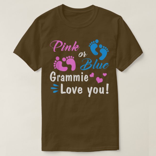 T-shirt Rose Ou Bleu Grammie Vous Aime Fête de Révélation  (Design devant)