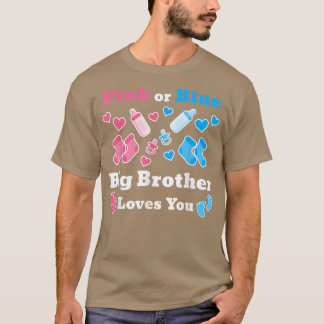 T-shirt Rose Ou Bleu Grand Frère Vous Aime Genre Révéler B