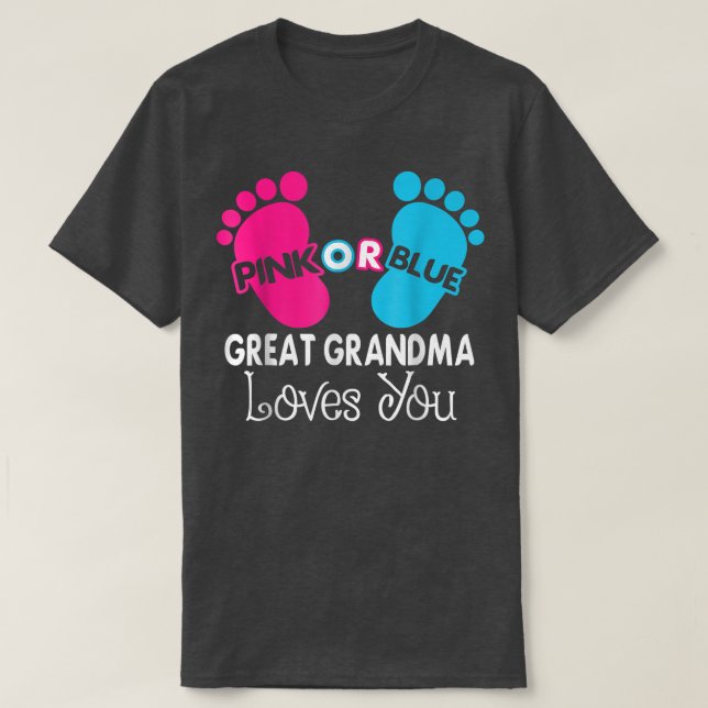 T-shirt Rose Ou Bleu Grand Grand-Mère Vous Aime, Bébé Genr (Design devant)