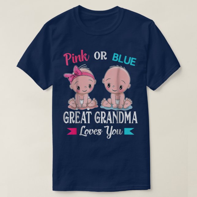 T-shirt Rose Ou Bleu Grand-Grand-Mère Vous Aime Révéler Le (Design devant)