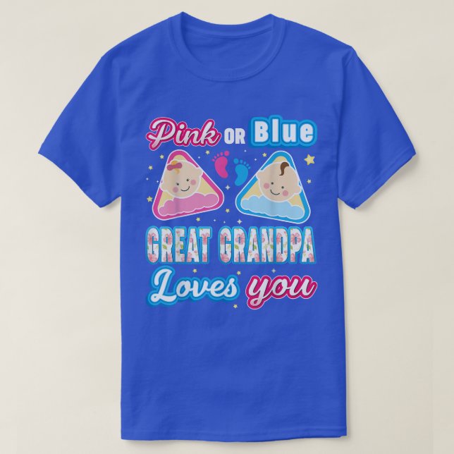 T-shirt Rose Ou Bleu Grand Grand-Père Vous Aime Révélation (Design devant)