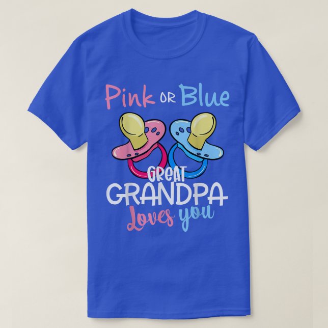 T-shirt Rose Ou Bleu Grand Grand-Père Vous Aime Révélation (Design devant)