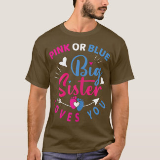 T-shirt Rose ou Bleu Grande Soeur vous aime Bébé Genre Rév