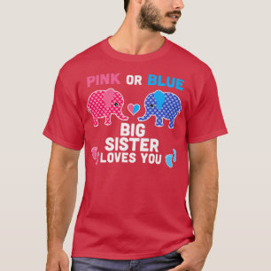 T-shirt Rose Ou Bleu Grande Soeur Vous Aime Elephant Genre